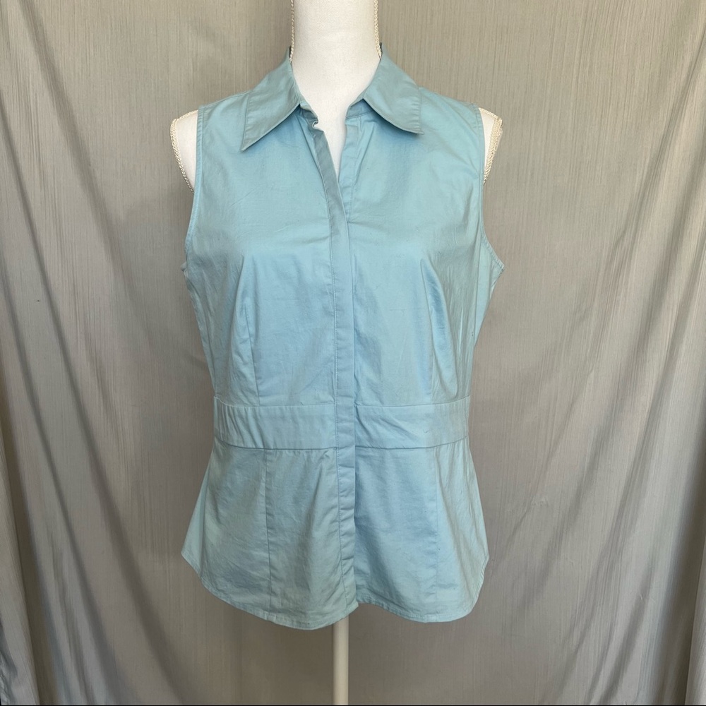 LOFT Women’s Light Blue Sleeveless Blouse in a size 10.